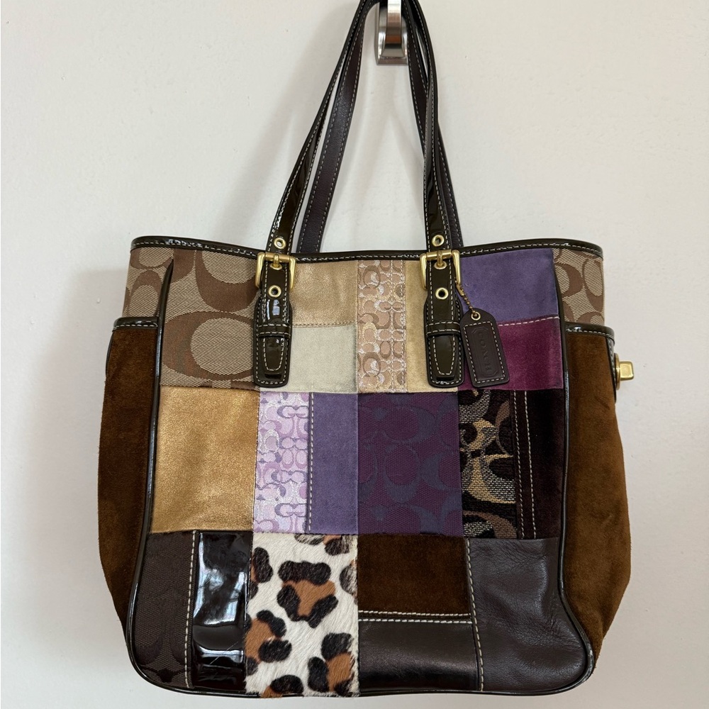 Vintage COACH Eva purple Patchwork Tote Bag